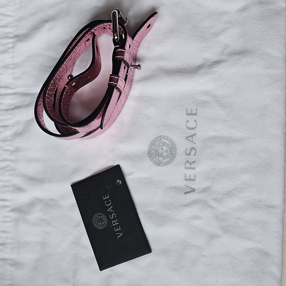 NWT $1850 Versace x Dua Lipa Pink Metallic Leather Bag Silver Medusa - Picture 12 of 14